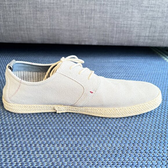 Stacy Adams Canvas Espadrille Derby Shoe Beige Lace Up Men's 11 - Pre-owned - Picture 9 of 11